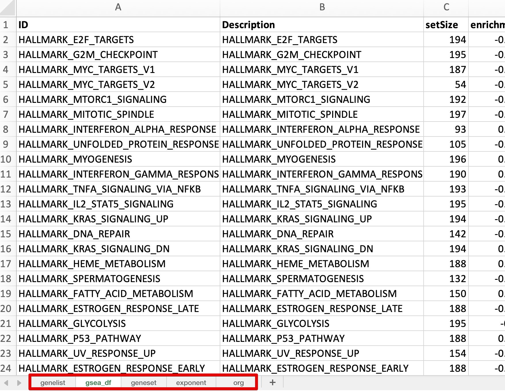 Export result