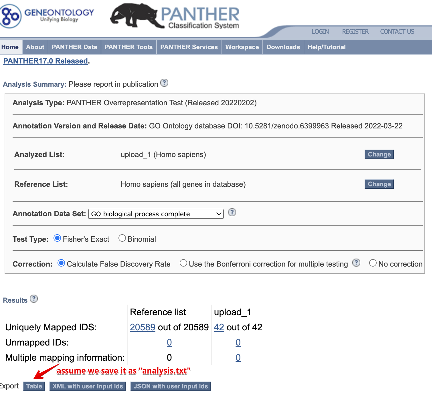 Import panther result.